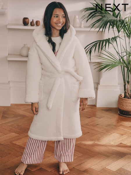 Cream Teddy Fleece Longer Length Dressing Gown (5-16yrs) (F27316) | R$ 175 - R$ 285