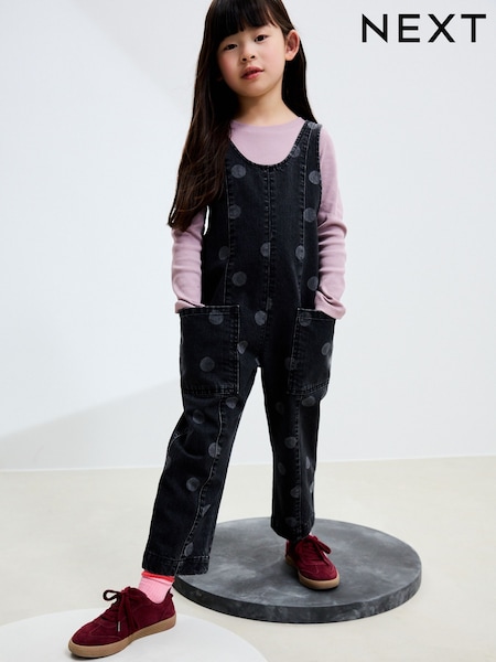 Grey Polka Dot Slouchy Dungarees (3-16yrs) (F27335) | AED117 - AED142