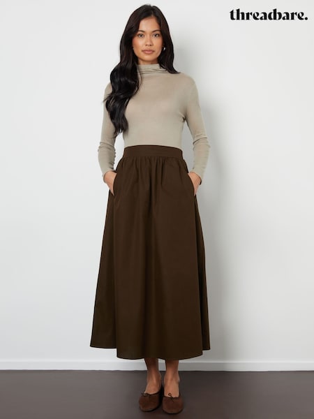 Brązowy - Threadbare Maxi Skirt With Pockets (F27378) | 190 zł