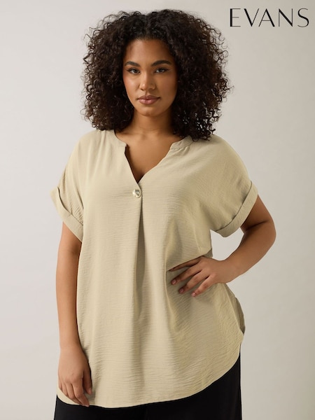 Evans Natural Button Detail Blouse (F27450) | 268 LEI
