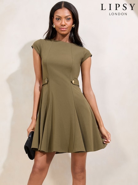 Verde caqui - Lipsy Button Side Mini Skater Dress (F27456) | 69 €
