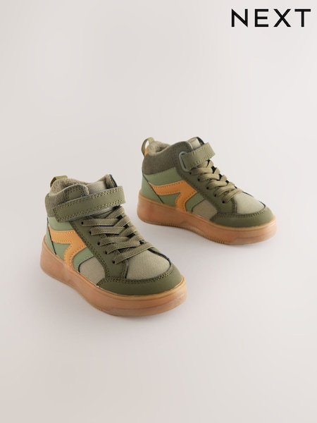 Green Khaki Touch Fastening Elastic Lace Hi Top Trainers (F27482) | €28 - €30