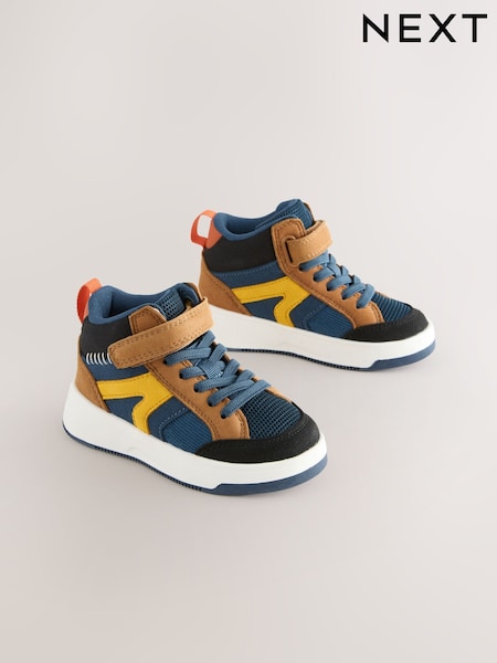 Navy/Tan Colourblock - Touch Fastening Elastic Lace Hi Top Trainers (F27484) | € 27 - € 30