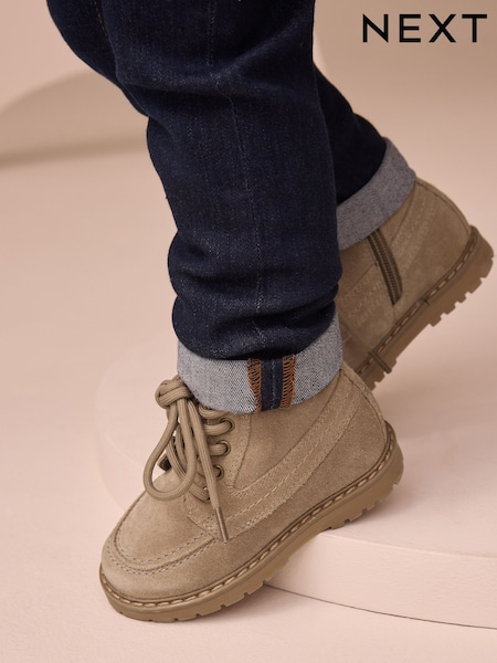 Neutral Suede Lace-Up Boots (F27491) | €35 - €40