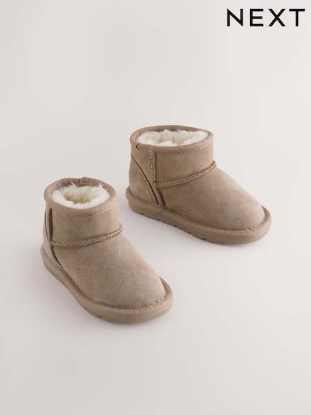 Taupe Brown Warm Lined Suede Boots (F27504) | €30 - €37