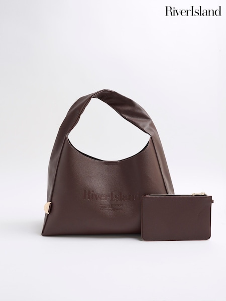 River Island Brown Debossed Logo Slouch Bag (F27598) | €53