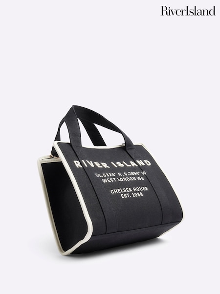 River Island Black Embroidered Tote Bag (F27600) | ₪191