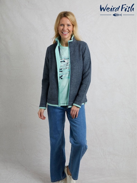 Weird Fish Blue Ariana Full Zip Grid Fleece Top (F27708) | €86