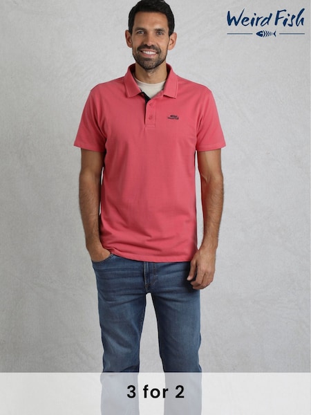 Weird Fish Pink Miles 100% Cotton Pique Polo Shirt (F27716) | €54