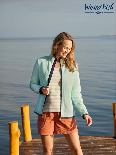 Weird Fish Green Ariana Full Zip Grid Fleece Top (F27720) | €86