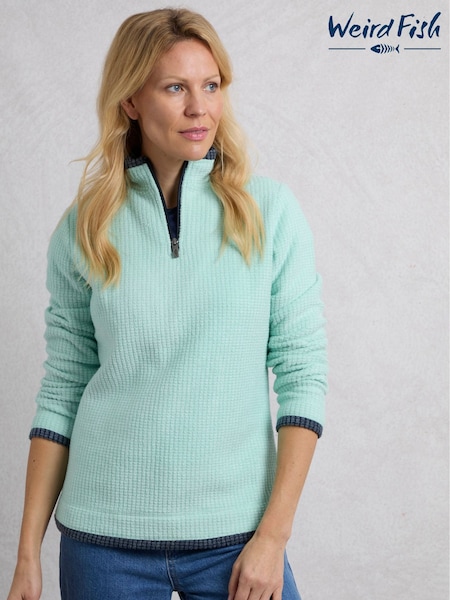 Weird Fish Green Beye 1/4 Zip Grid Fleece (F27737) | €69