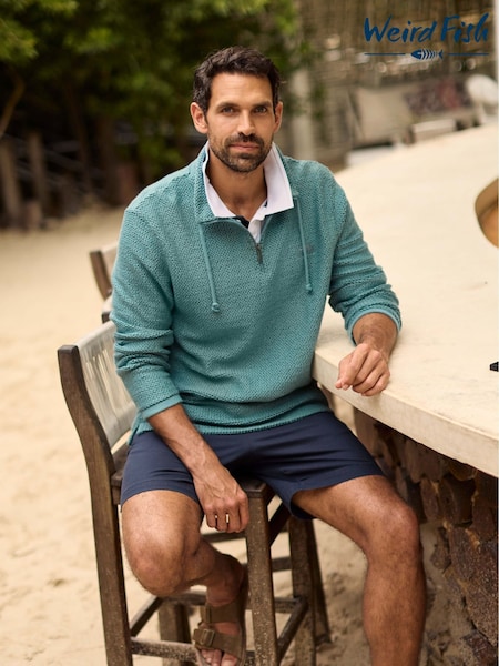Темно-синий - Weird Fish Cruiser Quarter Zip Macaroni Sweater (F27741) | €93