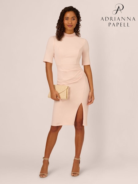 Adrianna Papell Pink Embellished Crepe Short Dress (F27782) | 10,154 UAH