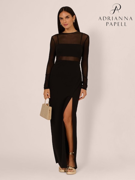 Adrianna by Adrianna Papell Knit Crepe Column Long Black Dress (F27784) | 1,133 QAR