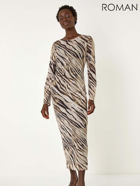 Roman Zebra Print Mesh Maxi Stretch Dress (F27790) | €80