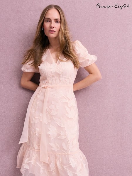 Phase Eight Pink Chrissie Embroidered Floral Print Wrap Dress (F27831) | ₪1,152