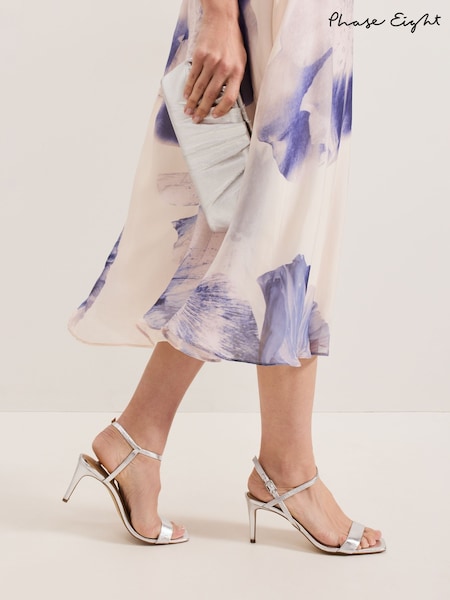 Phase Eight Silver Metallic Heeled Strappy Sandals (F27841) | ₪498