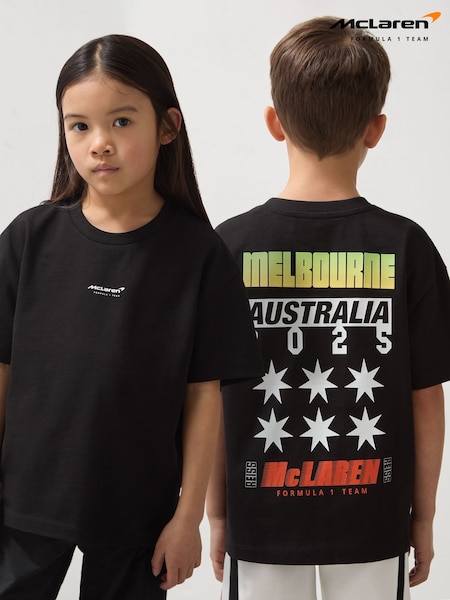Reiss Black Melbourne Unisex Fit McLaren F1 Team Melbourne T-Shirt (F27876) | €40