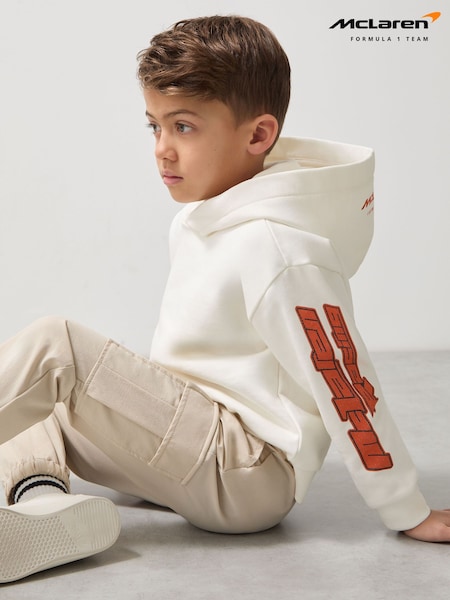 Reiss White Zak 9-13 yrs Unisex Fit McLaren F1 Team Cotton Logo Hoodie (F27895) | €65