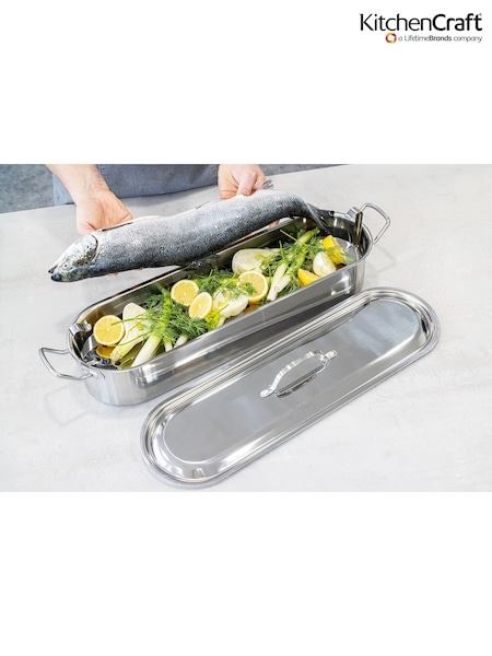 Kitchencraft Silver Large Stainless Steel Fish Poacher Pan (F27903) | €79