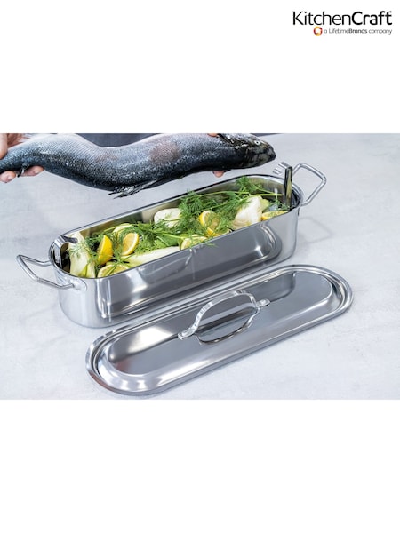Kitchencraft Silver Small Stainless Steel Fish Poacher Pan (F27911) | €61