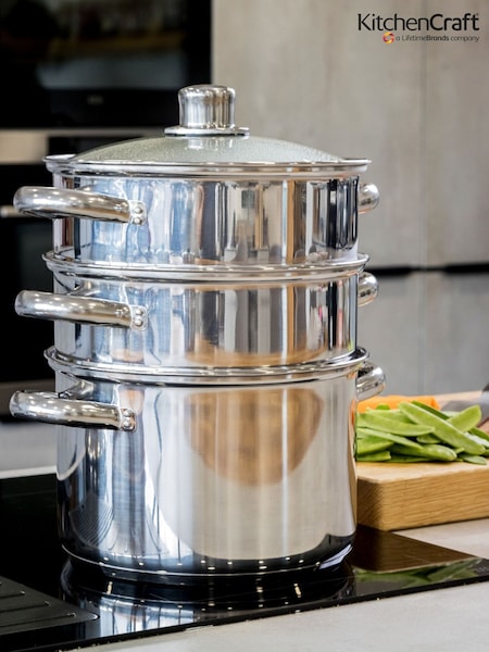 Kitchencraft Silver Stainless Steel Three Tier Steamer (F27925) | €84