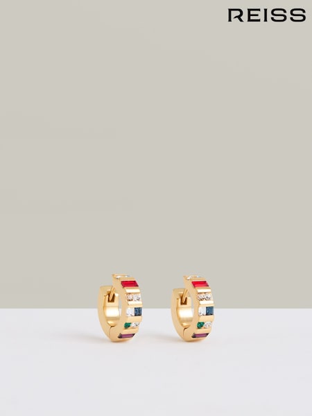 Goldfarben - Reiss Sadie Huggie-Ohrringe mit Kristall (F27981) | 74 €
