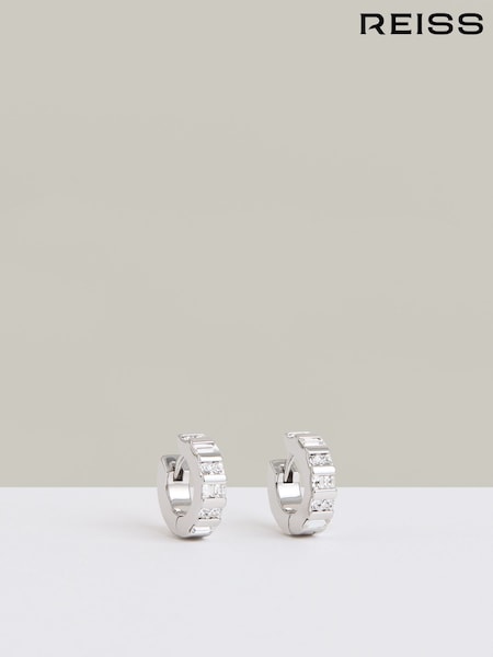 Reiss Silver Tone Sadie Crystal Huggie Earrings (F27996) | €73