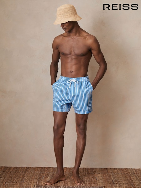 Reiss Blue/White Corva Reiss | Ché Stripe Swim Shorts (F27997) | €104