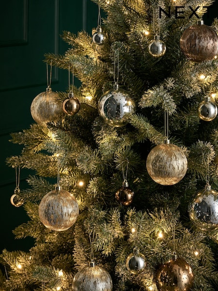 50 Pack Mixed Metallic Shatterproof Christmas Baubles (F28033) | €18