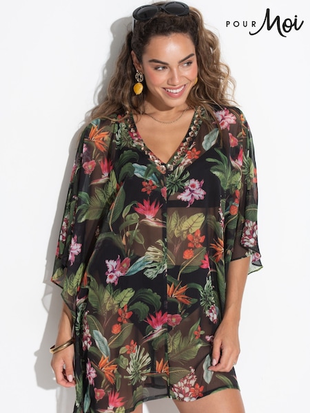 Pour Moi Chiffon V-Neck Embellished Kaftan (F28135) | €66