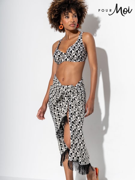 Yksivärinen - Pour Moi Fringe Trim Rypytetty Woven Multiway Sarong (F28145) | €50