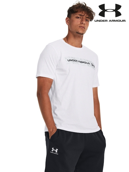 Under Armour White Camo Chest Stripe T-Shirt (F28275) | AED186