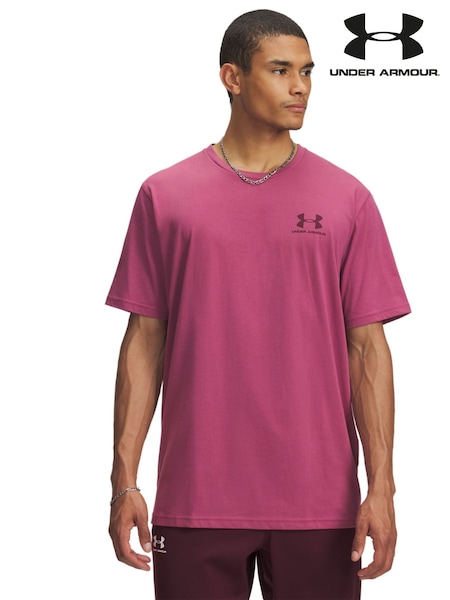 Under Armour Pink Sportstyle Left Chest Logo T-Shirt (F28370) | AED146
