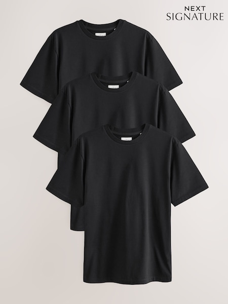 Black Signature SUPIMA® Cotton Crew Neck T-Shirts 3 Pack (F28441) | AZN 119