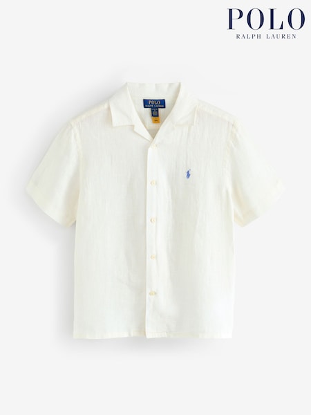 Polo Ralph Lauren Ivory Boys Linen Camp Collar Linen Shirt (F28454) | €105