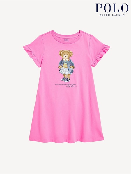 Polo Ralph Lauren Girls Polo Bear Jersey Dress (F28462) | 663 LEI