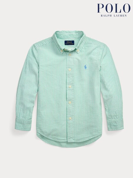 Vihreä - Polo Ralph Lauren Boys Striped Seersucker Shirt (F28471) | €124
