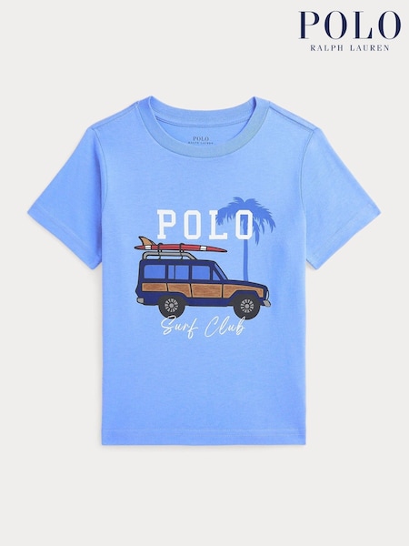 Polo Ralph Lauren Blue Boys Car Graphic Cotton Jersey T-Shirt (F28487) | €60