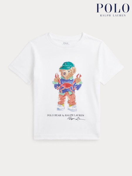 Polo Ralph Lauren White Boys Polo Bear Graphic Cotton Jersey T-Shirt (F28489) | €65 - €73