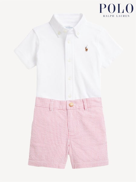 Polo Ralph Lauren White Baby Boys Oxford Shirt Seersucker Shorts Set (F28522) | €152