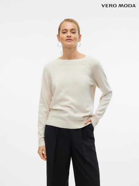 VERO MODA Cream Dove Round Neck Knitted Jumper (F28526) | €31