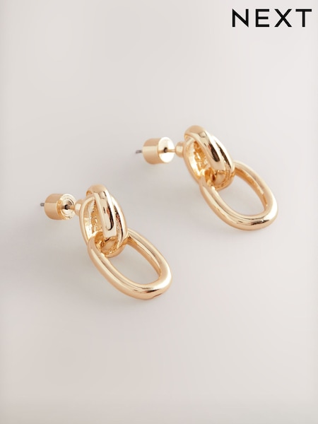 Gold Tone Door Knocker Stud Earrings (F28538) | €15