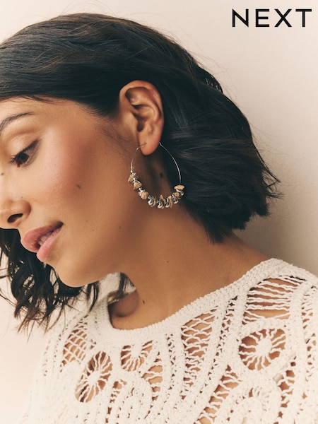 Brown Stone Chipping Hoop Earrings (F28540) | €14.50