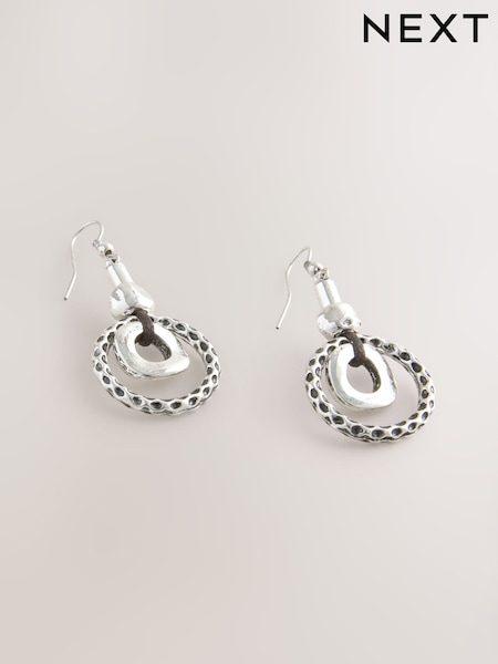 Srebrna - Boho Circle Drop Earrings (F28543) | € 11