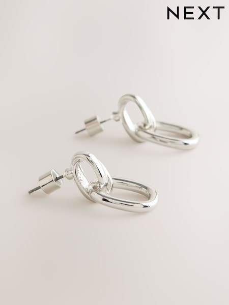 Silver Tone Door Knocker Stud Earrings (F28547) | €15