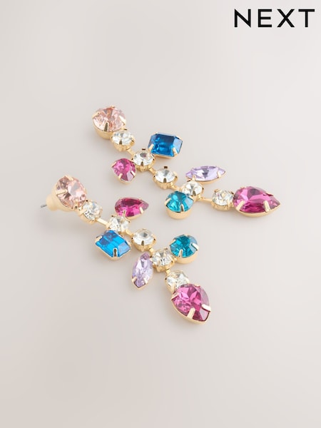 Multicolour Jewelled Drop Earrings (F28549) | €15