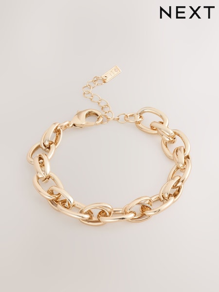 Gold Tone Double Link Chunky Chain Bracelet (F28551) | €13