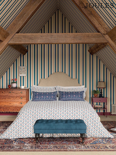 Joules Floral Scallop Duvet Cover 100% Cotton and Pillowcase Set (F28623) | ‏327‏₪ - ‏528‏ ₪