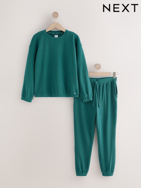 Teal Blue Cosy Waffle Long Sleeve Pyjamas (F28695) | €36